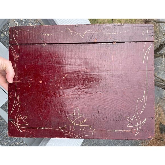 Antique - Vintage Wooden Letter Lap Desk Box Hand Painted Primitive Edwardian - Picture 3 of 16